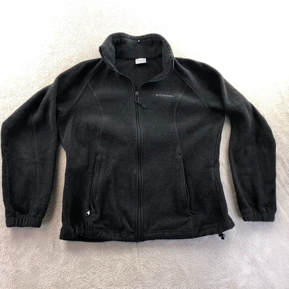 Columbia Womens Fleece Jacket Small Full Zip Stand Collar Black Cozy Casual - Picture 11 of 12